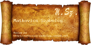 Matkovics Szabolcs névjegykártya